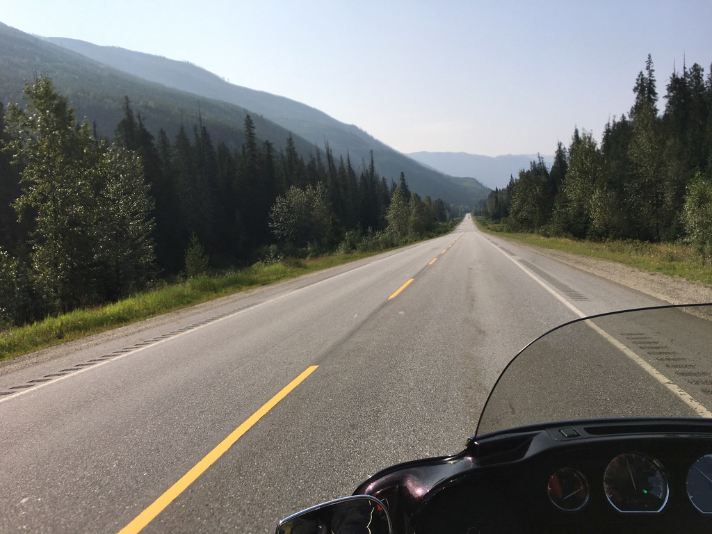 Motorcycle travelling through the mountains