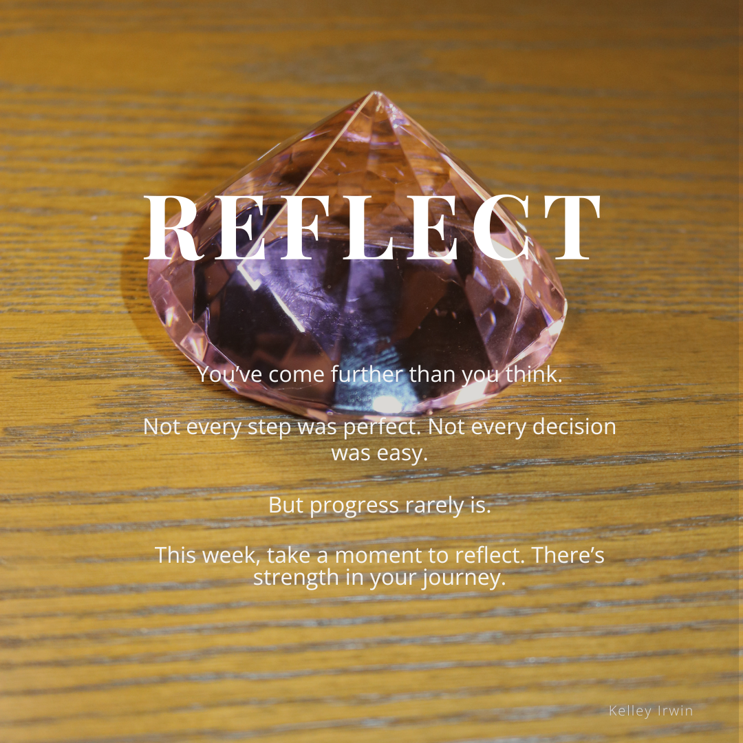 the word reflect on top of a prism crystal